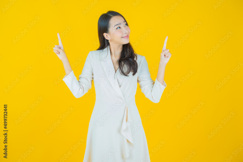 Portrait beautiful young asian woman smile with action Portrait beautiful young asian woman smile with action