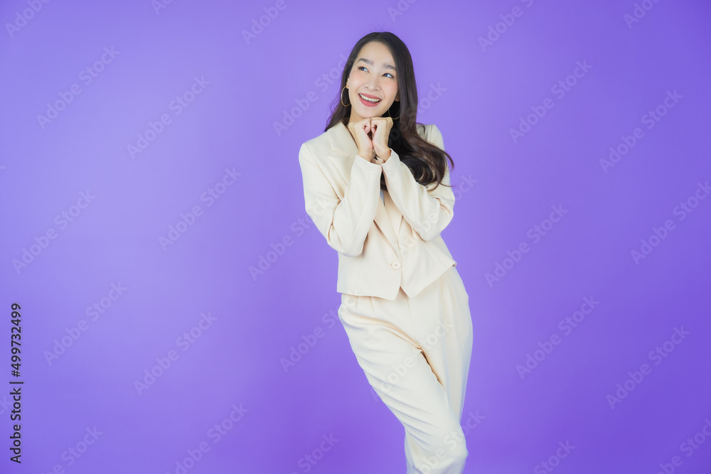 Portrait beautiful young asian woman smile with action Portrait beautiful young asian woman smile with action