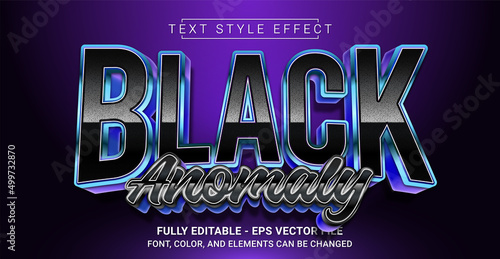 Black Anomaly Text Style Effect. Editable Graphic Text Template.