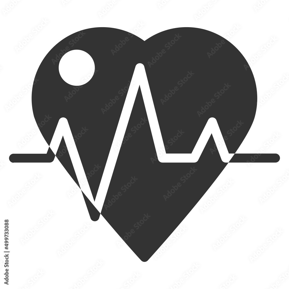 Simple heart solid icon, heart beat and health small shadow monotone color on the white background Simple heart solid icon, heart beat and health small shadow monotone color on the white background