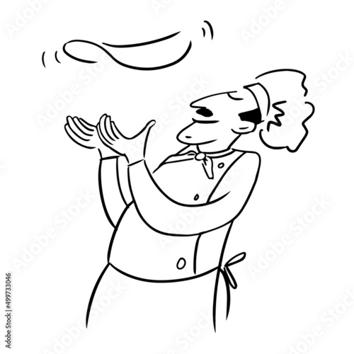 Chef making pizza. Vector eps 10 illustration.