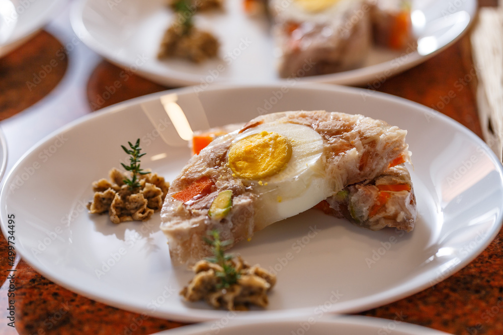 Jelly with carrots, rabbit meat Jelly with carrots, rabbit meat