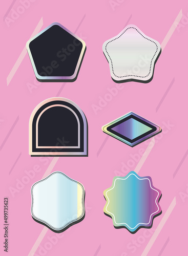 six flat holographic labels