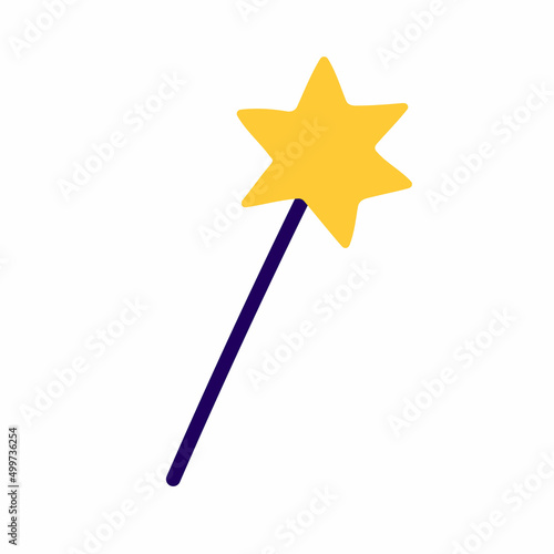 Fairy magic wand with star isolated on white background, Vector simple flat doodle illustration