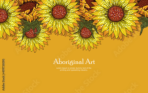 Aboriginal dot art poster design with sunflower