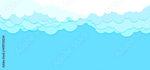 blue sky with clouds background. Beautiful fluffy clouds on the blue sky background. Paperwhite clouds on blue. Clouds on blue sky banner design
