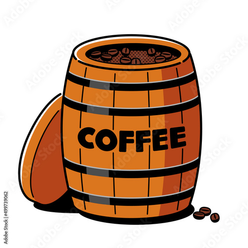 樽に入ったコーヒー豆のイラスト photo