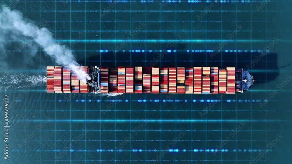 Futuristic Technology Autonomous Semi Cargo container ship with Sensors