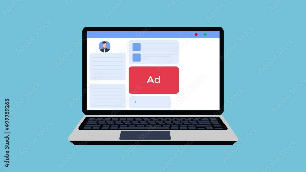 Online marketing concept 4K animation with a laptop. Website showing online ads and product advertisements. Digital marketing concept with a website ads 4K footage. Website showing ads on a laptop. Online marketing concept 4K animation with a laptop. Website showing online ads and product advertisements. Digital marketing concept with a website ads 4K footage. Website showing ads on a laptop.