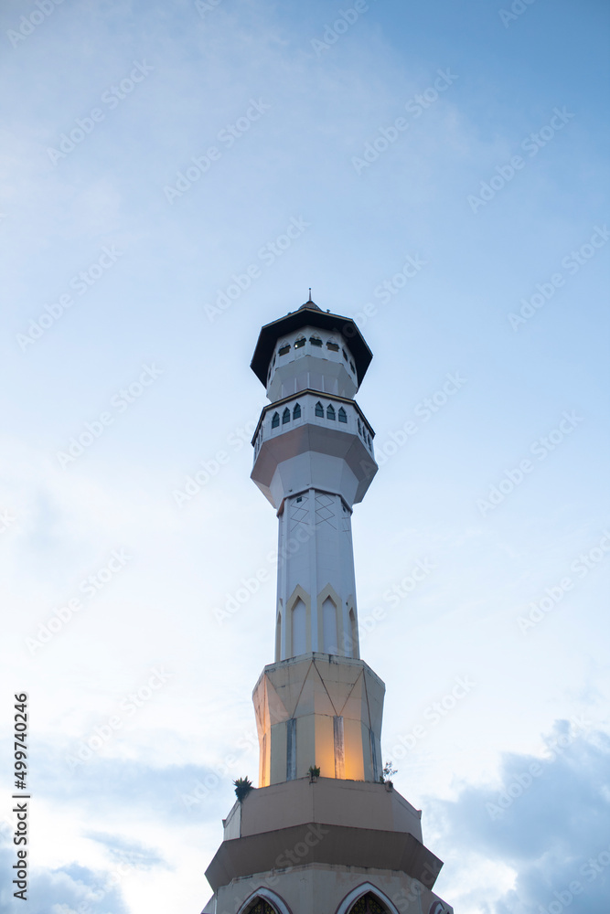 Mosque minaret architecture in the afternoon