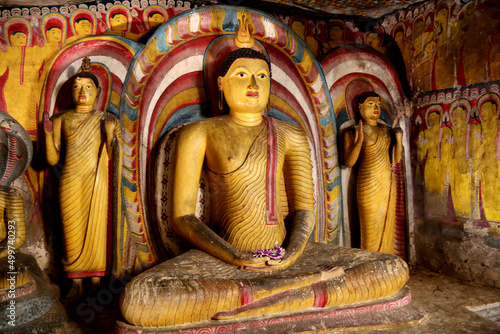Ancient Buddha Statues in Dambulla Cave Temple, Sri Lanka