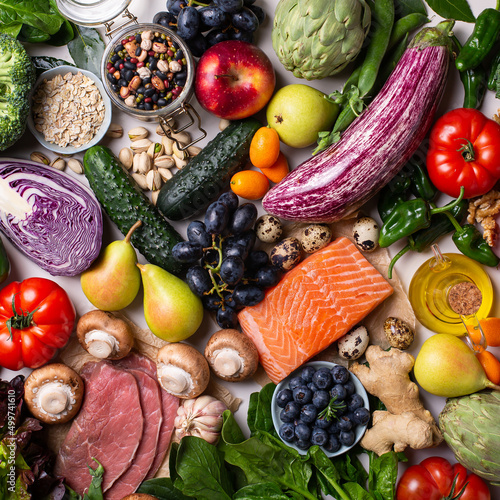 Wallpaper Mural Assortment of healthy food for clean eating flexitarian mediterranean diet Torontodigital.ca