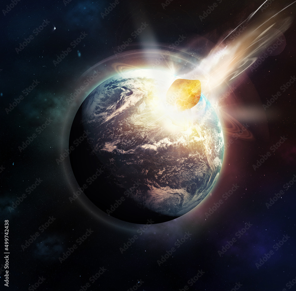 Image of a meteor slamming into the earth in a world ending event- ALL design on this image is created from scratch by Yuri Arcurs team of professionals for this particular photo shoot