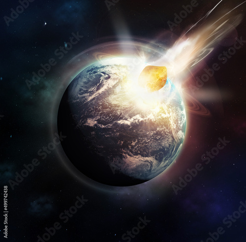 Fototapeta Naklejka Na Ścianę i Meble -  Image of a meteor slamming into the earth in a world ending event- ALL design on this image is created from scratch by Yuri Arcurs team of professionals for this particular photo shoot