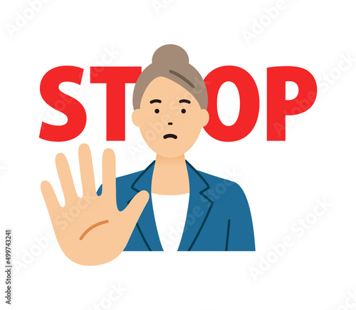スーツ姿のビジネスウーマン　制止するポーズ