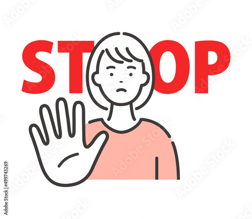 STOP:相手を制止する若い女性