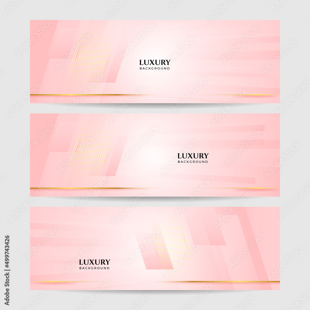 Naklejka premium Modern light pink and gold abstract background. Abstract geometric shape pink gold background with light and shadow 3D layered for presentation design.