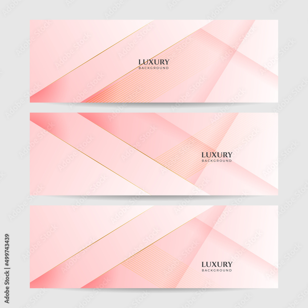 Fototapeta premium Modern light pink and gold abstract background. Abstract geometric shape pink gold background with light and shadow 3D layered for presentation design.
