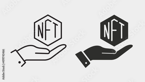 NFT development icon. Black vector illustration isolated on white background.
