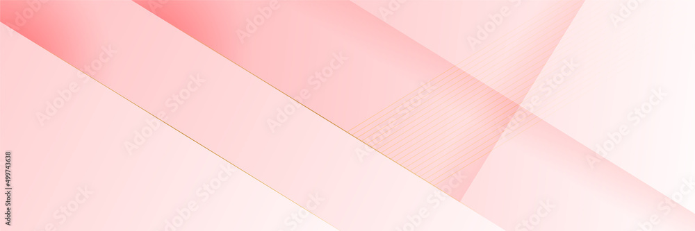 Obraz premium Modern light pink and gold abstract background. Abstract geometric shape pink gold background with light and shadow 3D layered for presentation design.
