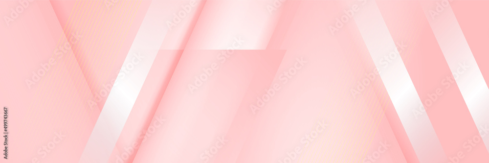Obraz premium Modern light pink and gold abstract background. Abstract geometric shape pink gold background with light and shadow 3D layered for presentation design.