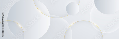 Abstract white and gold luxury banner background