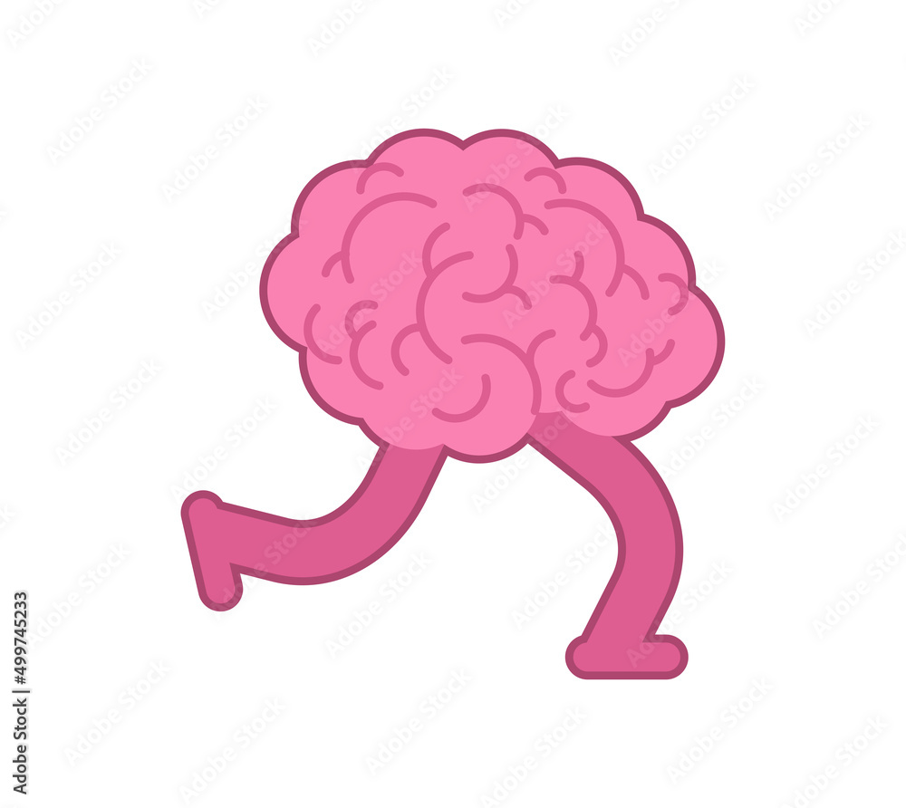 Brain is running. Runaway brains. Brain drain concept
