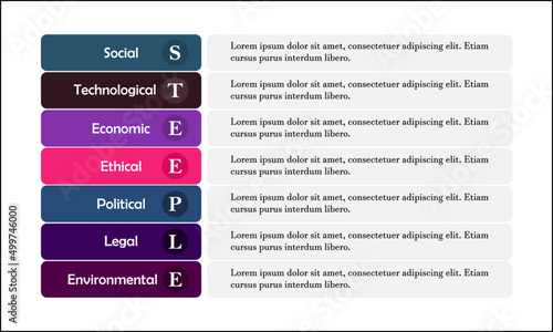STEEPLE Acronym. Infographic template with description placeholder