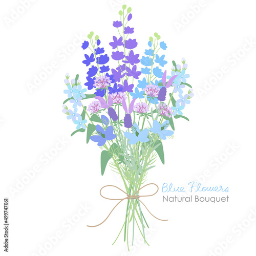 ナチュラルな青い草花の花束
