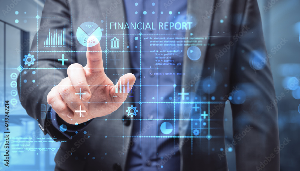 Close up of businessman hand pointing at abstract glowing blue financial report hologram on blurry bokeh office interior background. Business, finance, technology and growth concept. Double exposure. Close up of businessman hand pointing at abstract glowing blue financial report hologram on blurry bokeh office interior background. Business, finance, technology and growth concept. Double exposure.