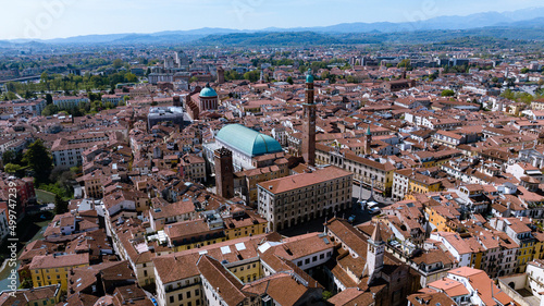 Aerial view at Veneza Italy with the Basilica Palladiana on a sunny adternoon photo