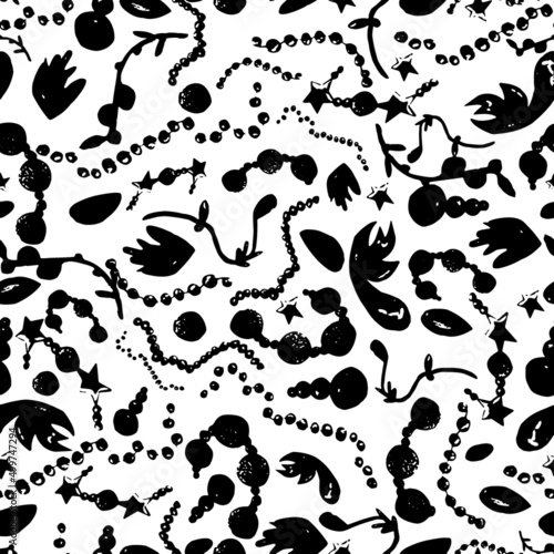 Pattern black accessory   precious stones  jewelry  on a white background for your design seamless 