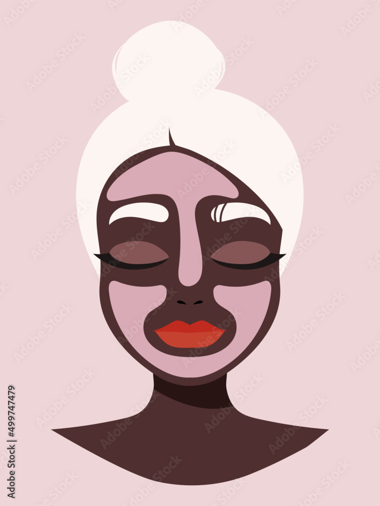 Woman with a cosmetic face mask Woman with a cosmetic face mask