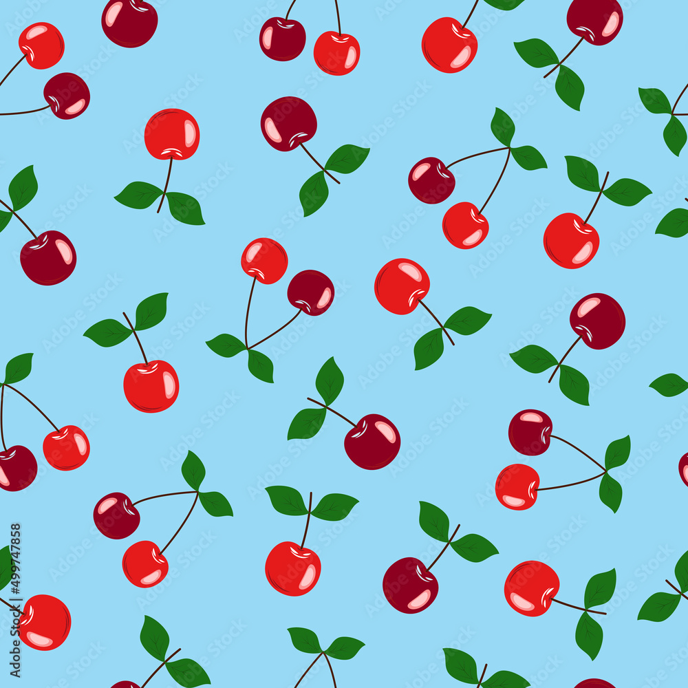 cherry pattern on blue background cherry pattern on blue background
