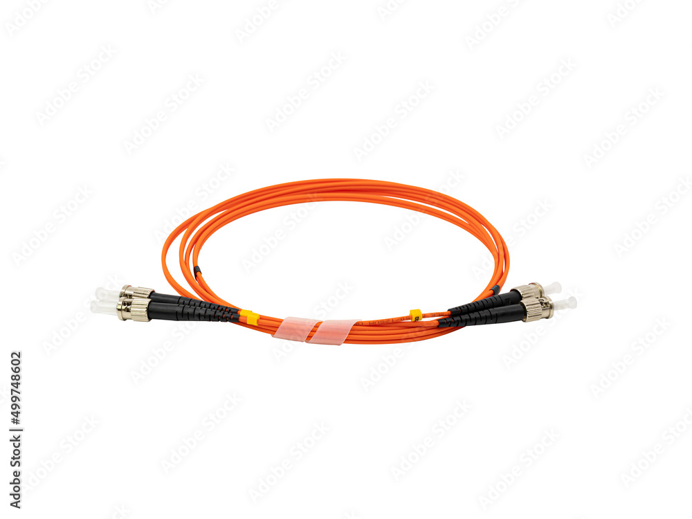 Fiber Optic Patch Cord on isolated white background Fiber Optic Patch Cord on isolated white background