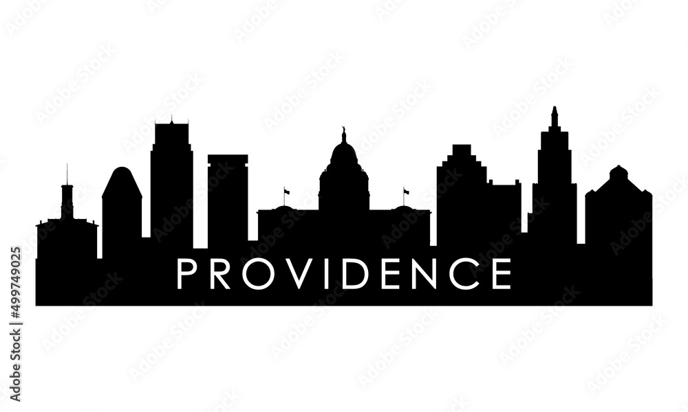 Providence skyline silhouette. Black Providence city design isolated on white background.