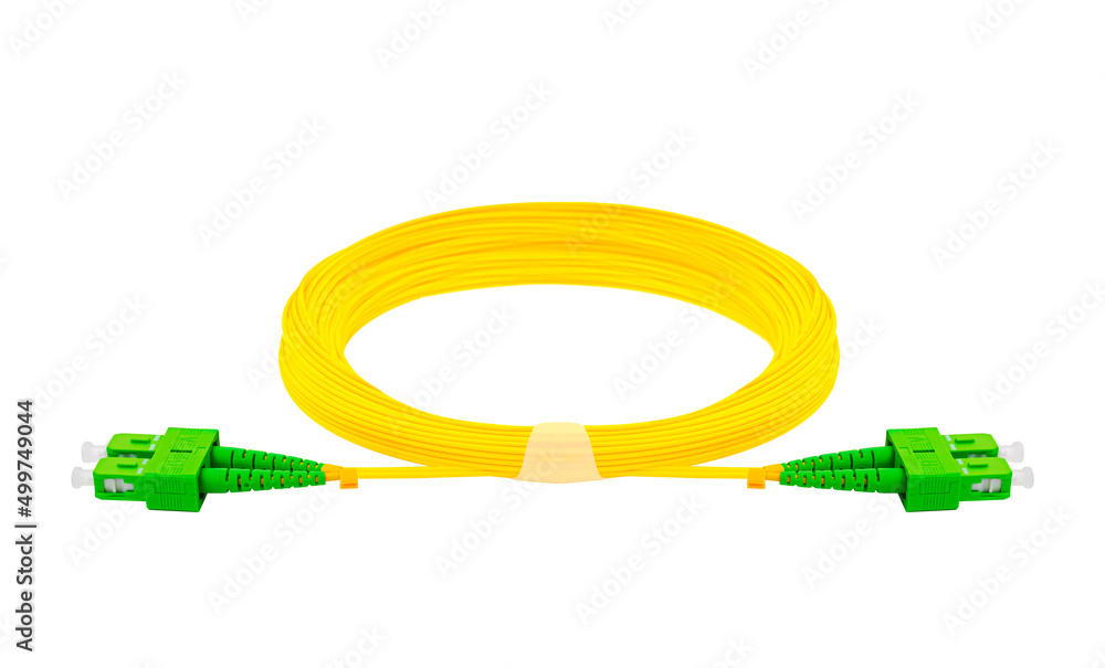 Fiber Optic Patch Cord on isolated white background Fiber Optic Patch Cord on isolated white background