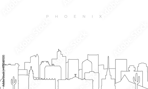 Outline Phoenix skyline. Trendy template with Phoenix city buildings and landmarks in line style. Stock vector design.