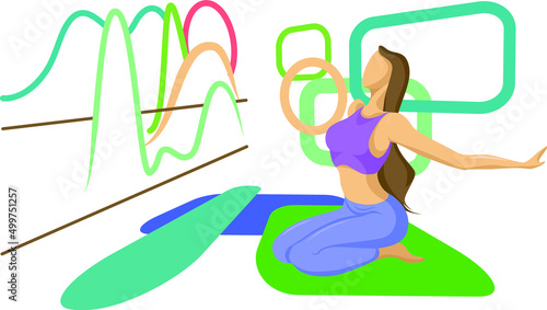 Young girl doing the yoga sports illustrator vector.