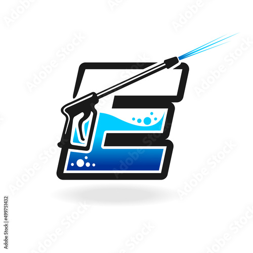 Power wash logo with letter E concept