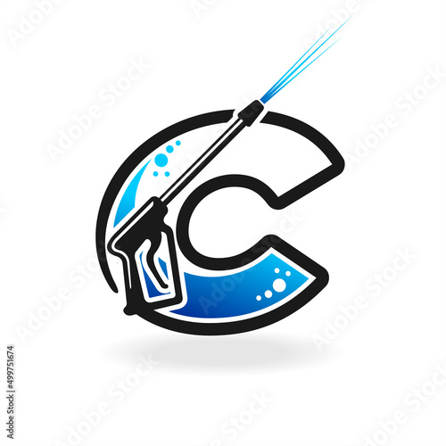 Power wash logo with letter C concept