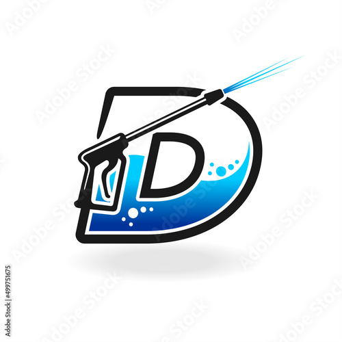 Power wash logo with letter D concept