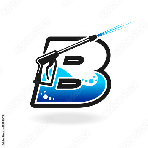 Power wash logo with letter B concept