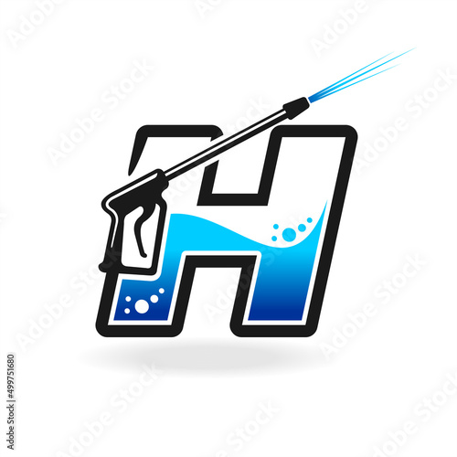 Power wash logo with letter H concept