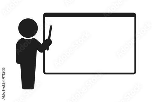 何も書かれていないホワイトボードの前に立って説明する人 - 授業・セミナーのイメージ素材