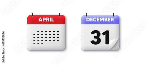 Calendar date 3d icon. 31th day of the month icon. Event schedule date. Meeting appointment time. Agenda plan, Month schedule 3d calendar and Time planner. 31th day day reminder. Vector