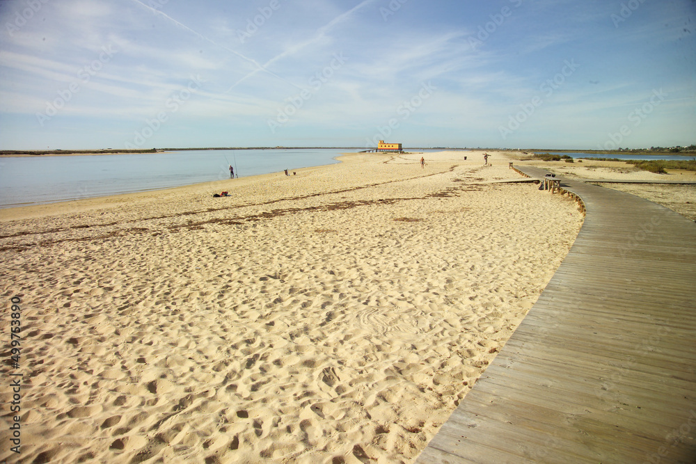 Sandy beach in Fuseta, Algarve - Portugal 