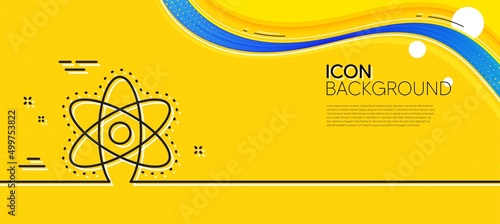 Chemistry atom line icon. Abstract yellow background. Laboratory molecule sign. Analysis symbol. Minimal chemistry atom line icon. Wave banner concept. Vector