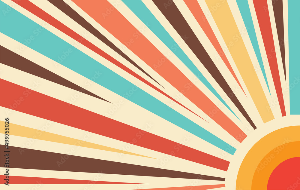 vector illustration retro  orange blue sunburst background template