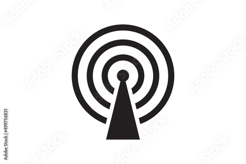 Radio tower antenna vector icon. Wireless station signal symbol.